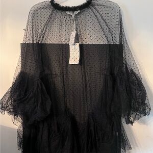Cato Sheer Black Polka Dot Blouse